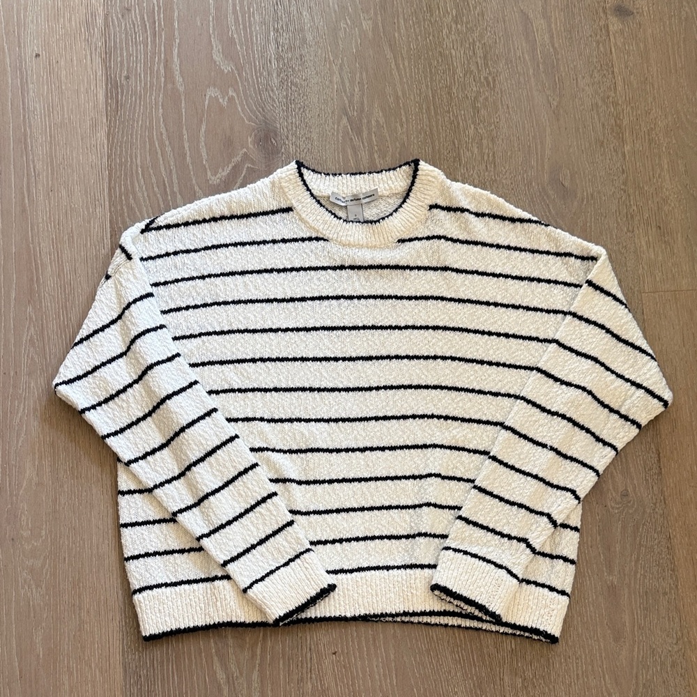 Autumn Cashmere navy and cream Striped Sweater